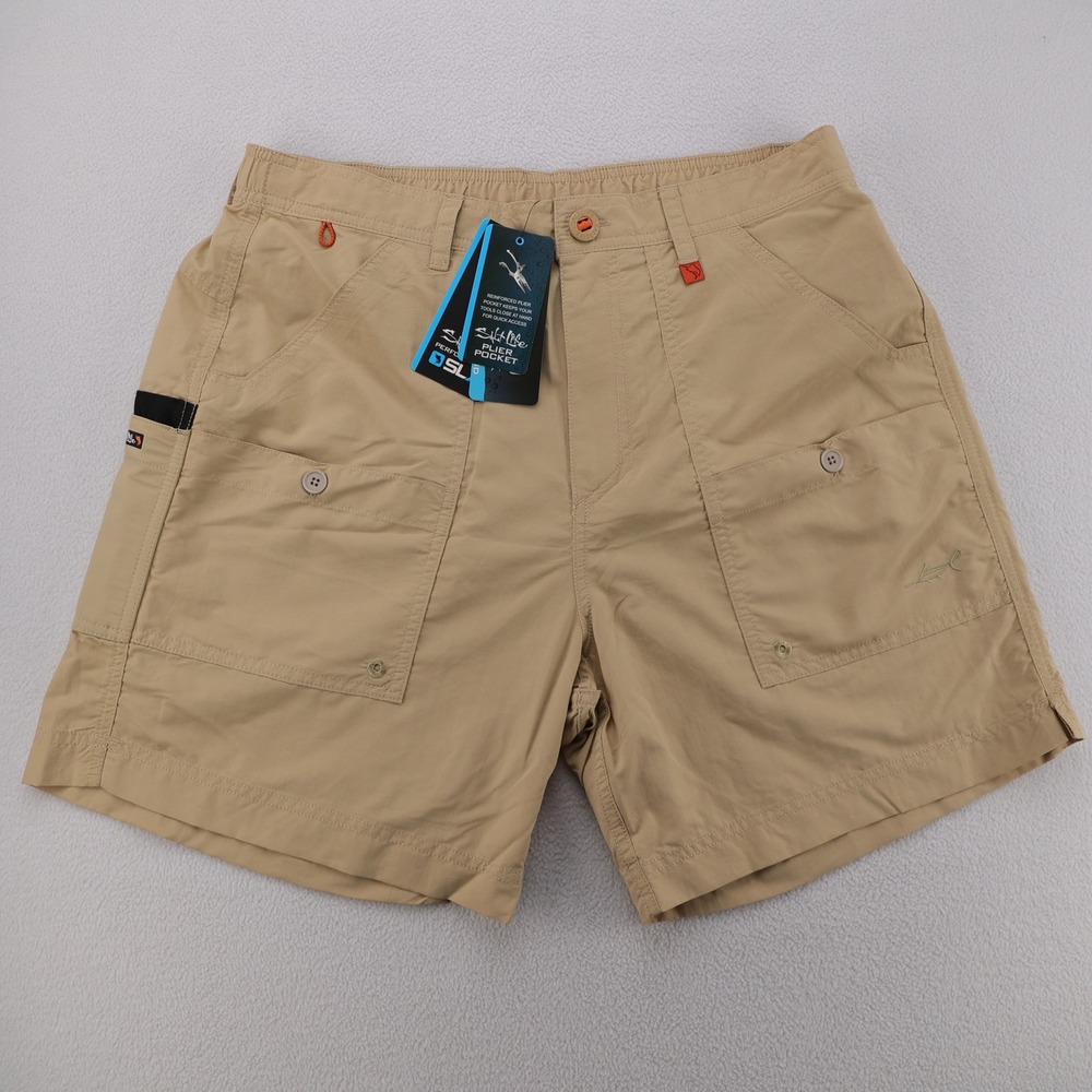 Salt Life SLX Performance Safar Cargo Fishing Shorts Mens Large Khaki Tan